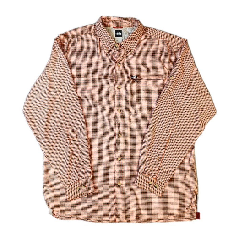 The North Face Flannel Shirt Men Size Medium Red Plaid Roll-Tab Sleeve Button Up